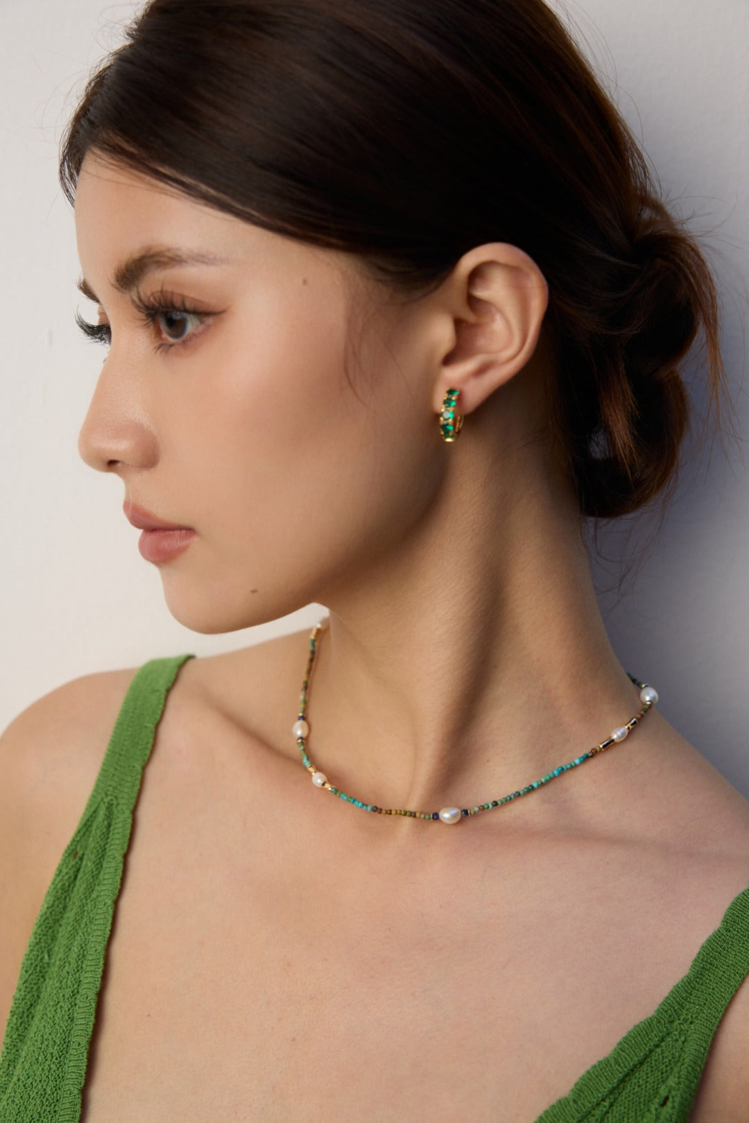 Prism Whisper — oxidized S925 zirconia stud earrings on-model|Forya J'adore