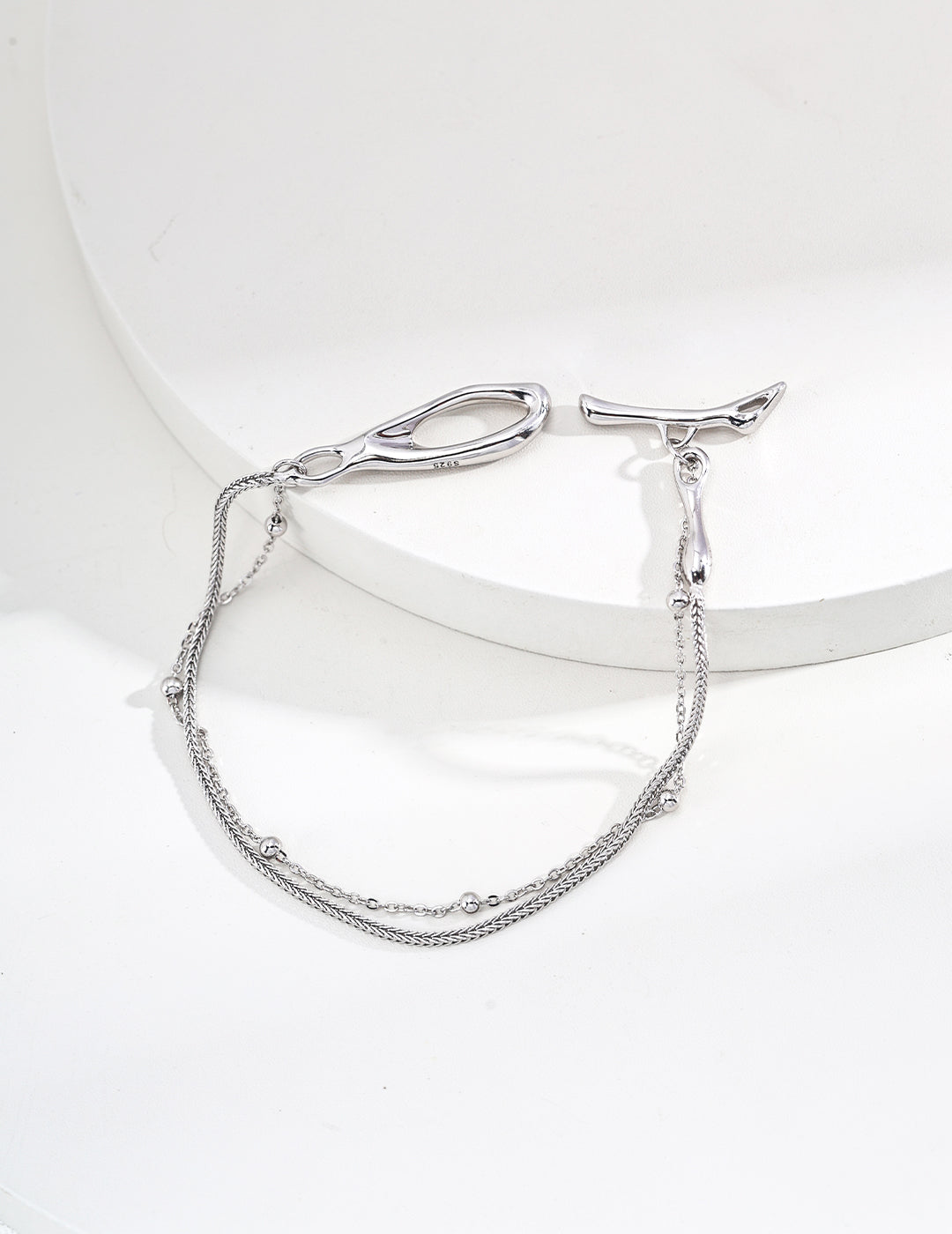 Oxidized Silver Bracelet | Hammered Clasp Bracelet | Eudorra Jewelry